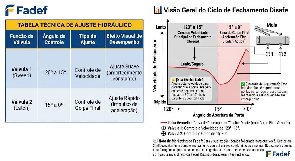 tabela t&eacute;cnica e vis&atilde;o geral ciclo de fechamento da mola